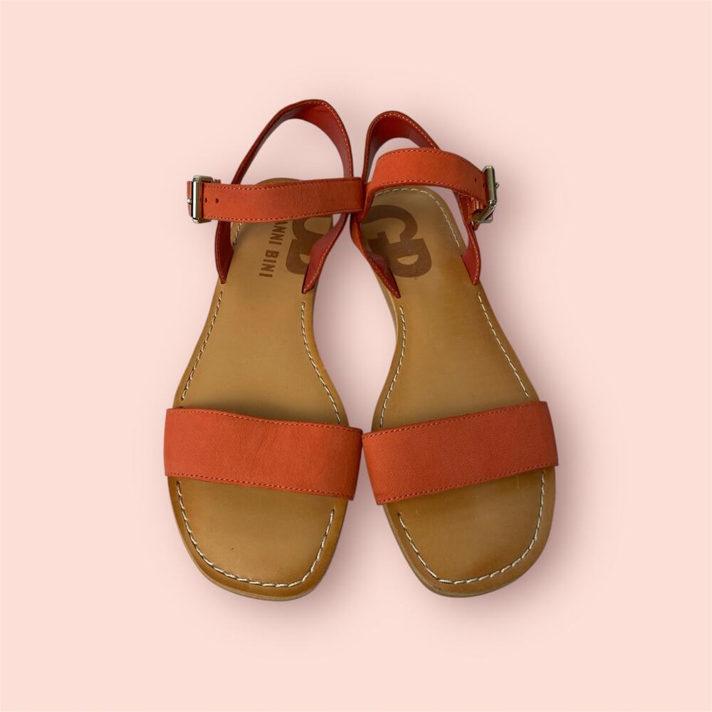 Gianni Bini Orange Slingback Buckle Closure Leather Sandals Women's Size 7